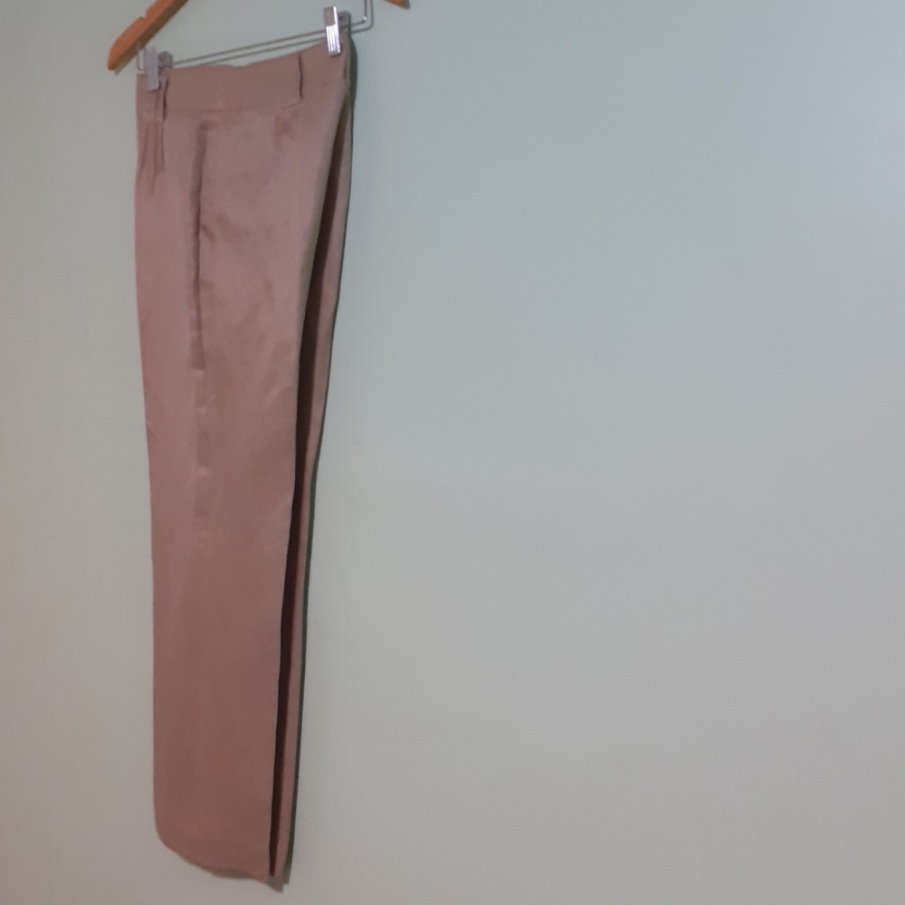 Linen and Silk blend Champagne Gold Structured Pant 54%Silk 46%Linen size 6petit